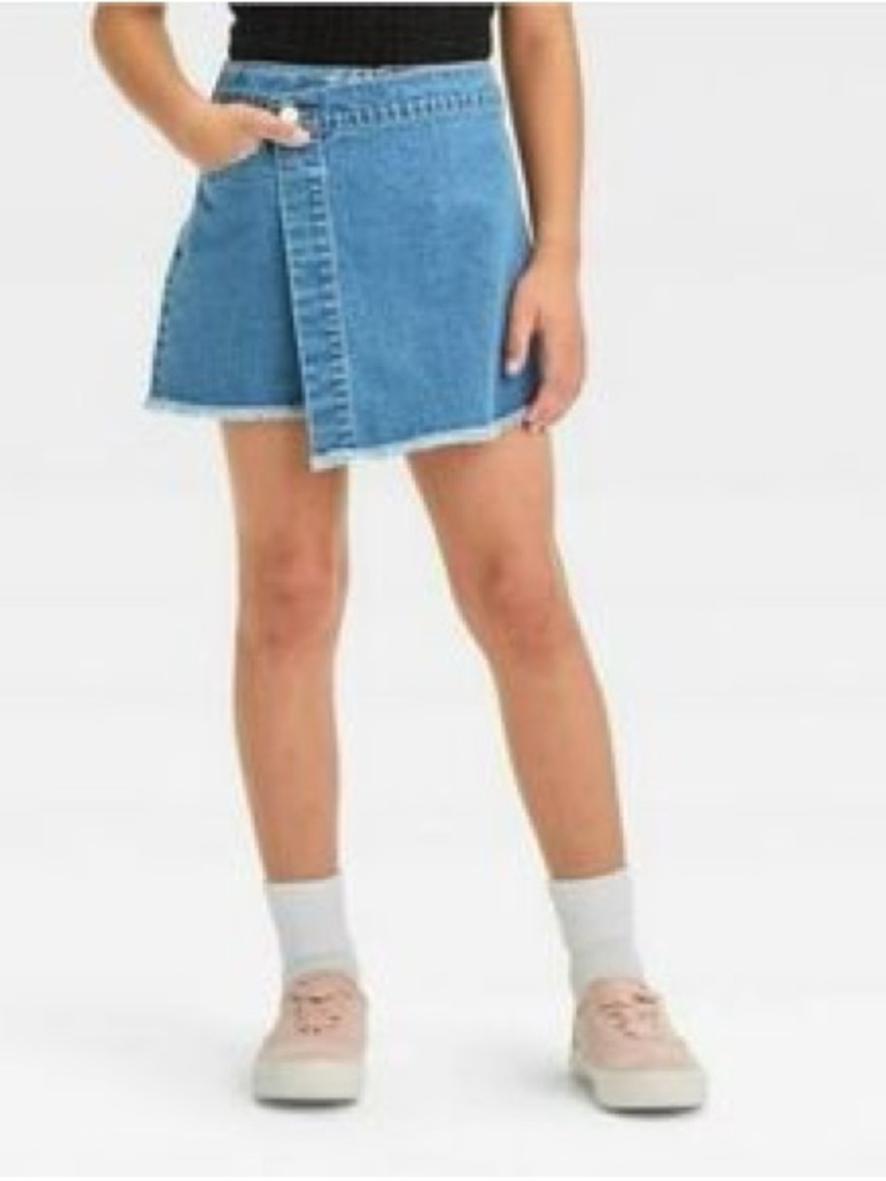 art class Blue Denim Wrap-Front Jean Shorts